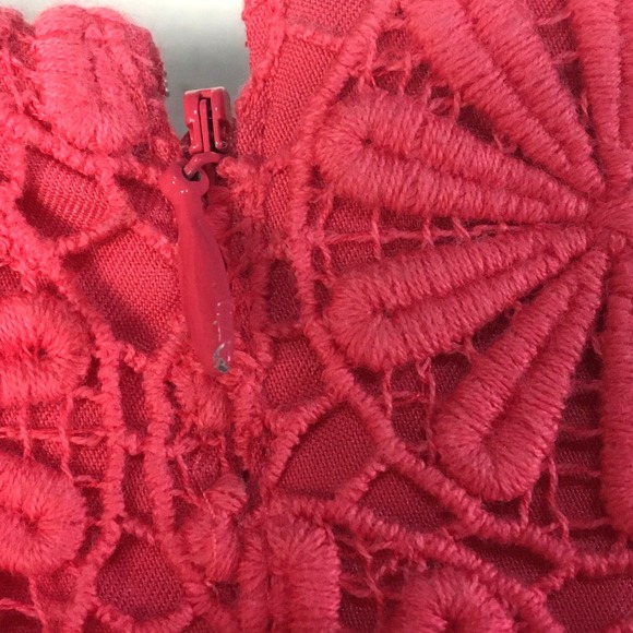 Talbots Petite Larosa Coral Pink Crochet Lace Short Sleeve Sheath Dress Size 10p - Picture 4 of 7